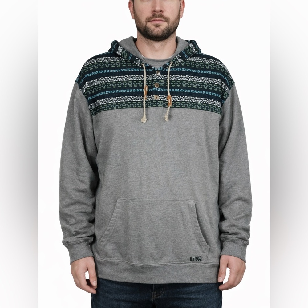 STS Ranchwear Gray Hoodie Southwestern Print Western Sweatshirt Mens Size 2XL